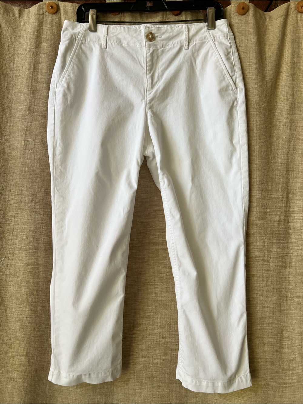 Loft The Monroe Slim white cropped pants crisp cotton stretch 8P curvy Lovely!
